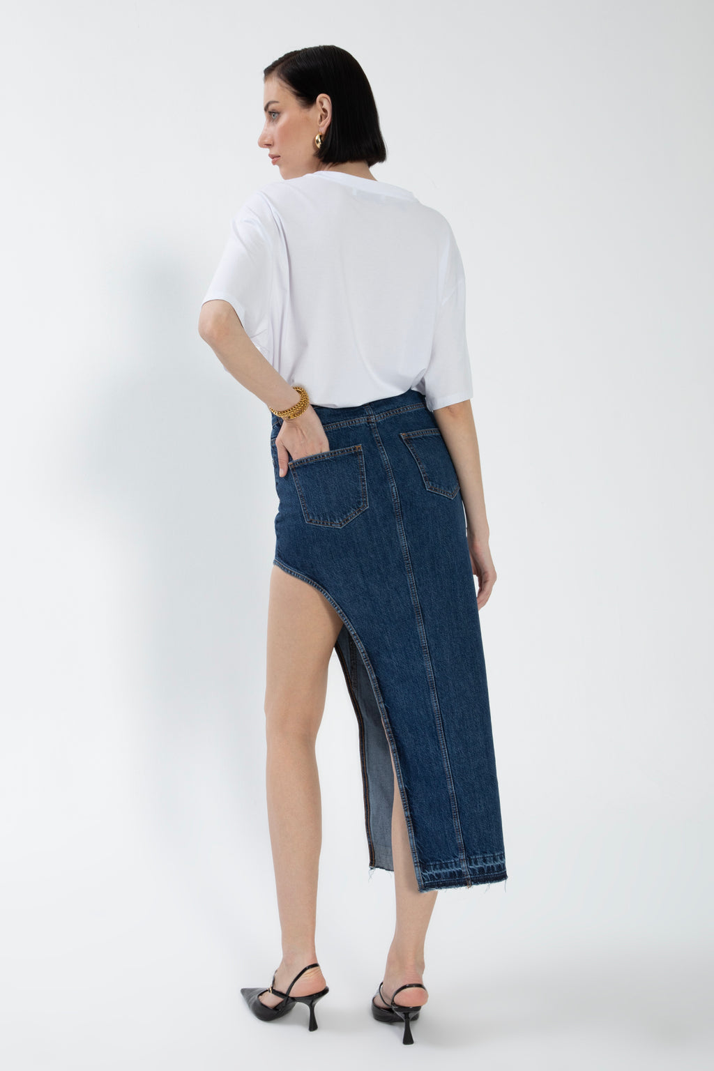 Cut Out Denim Skirt