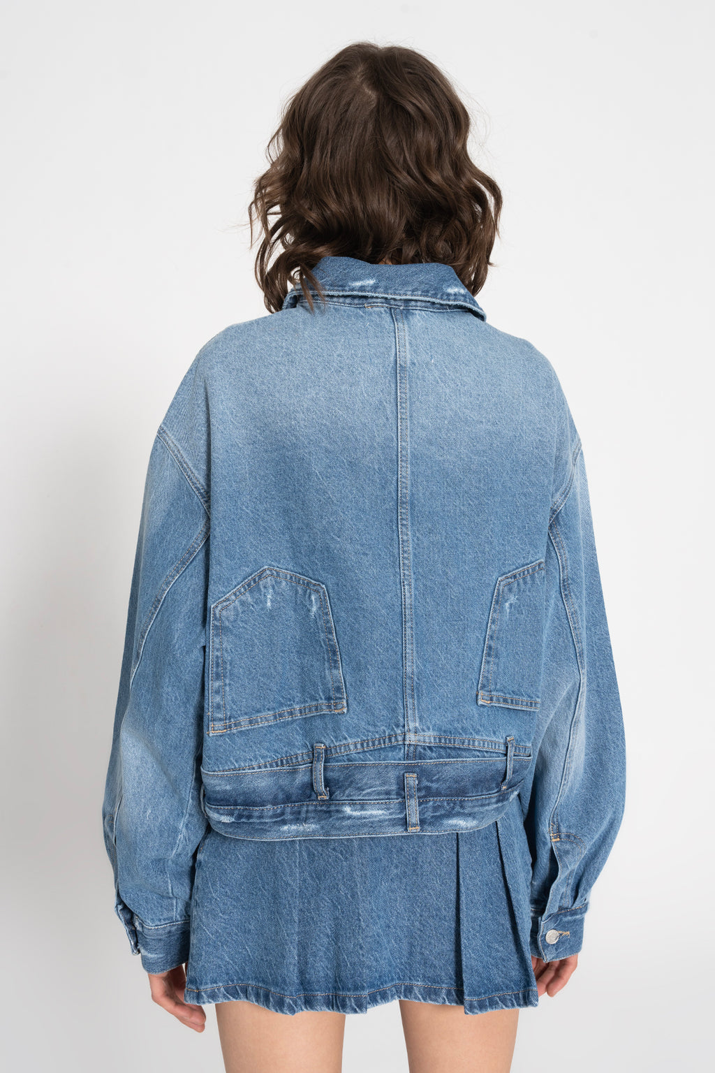 Yıpratmalı Denim Mont