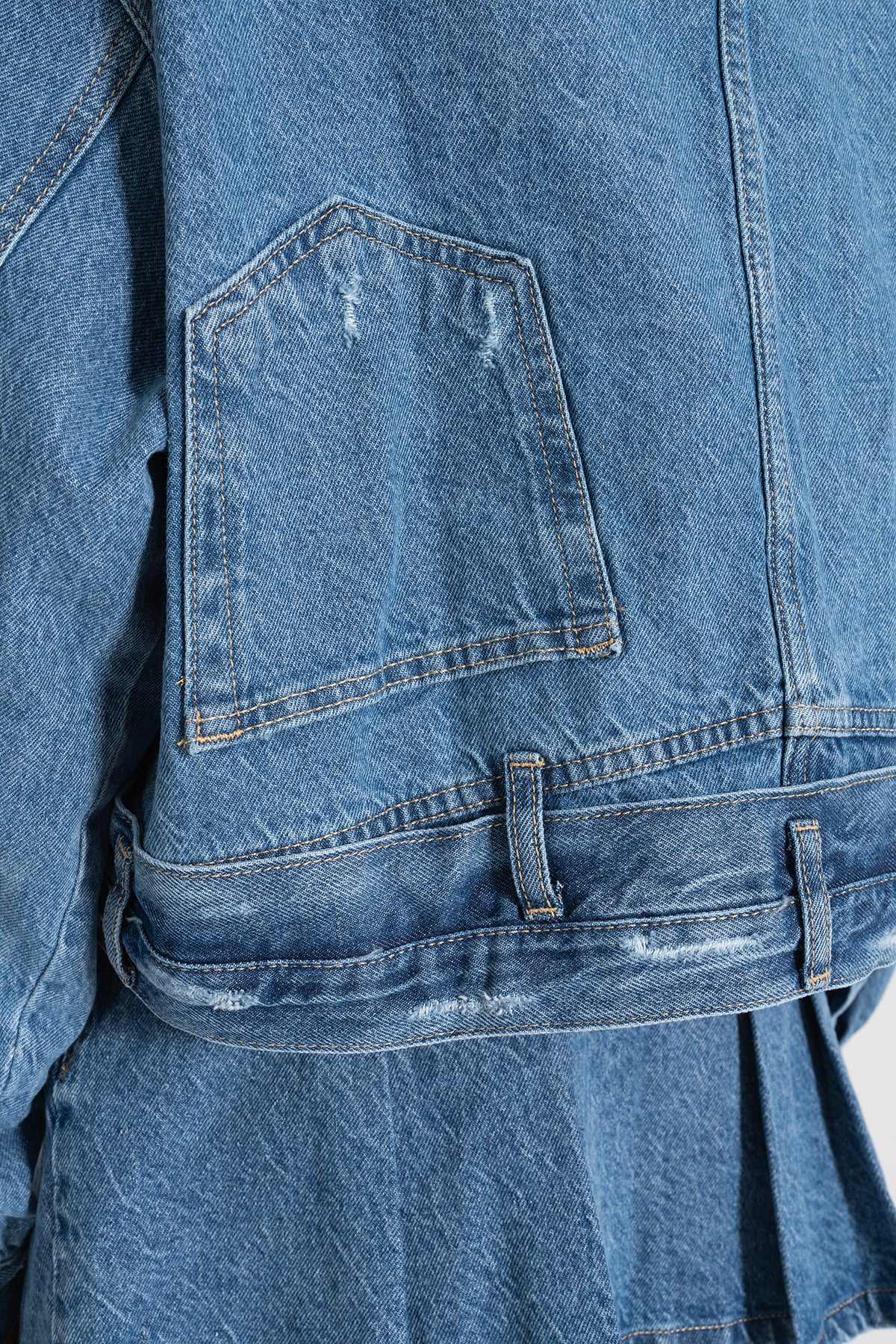 Yıpratmalı Denim Mont