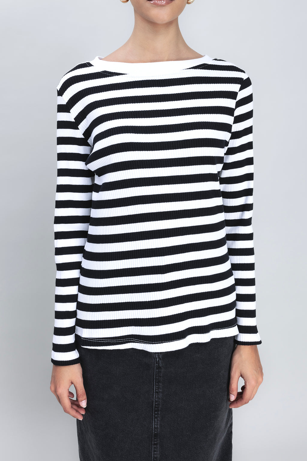 Boat Neck Striped T-Shirt