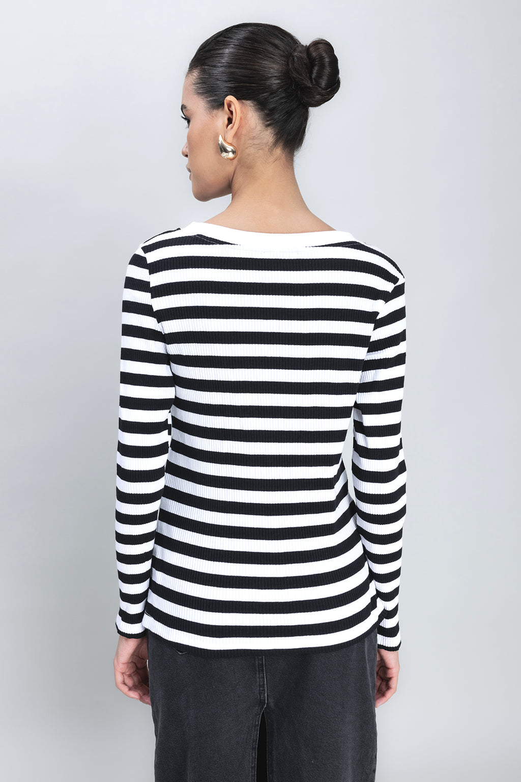 Boat Neck Striped T-Shirt