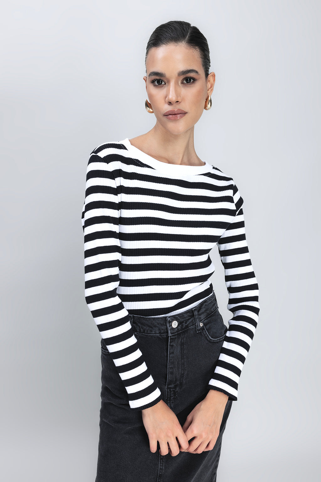 Boat Neck Striped T-Shirt