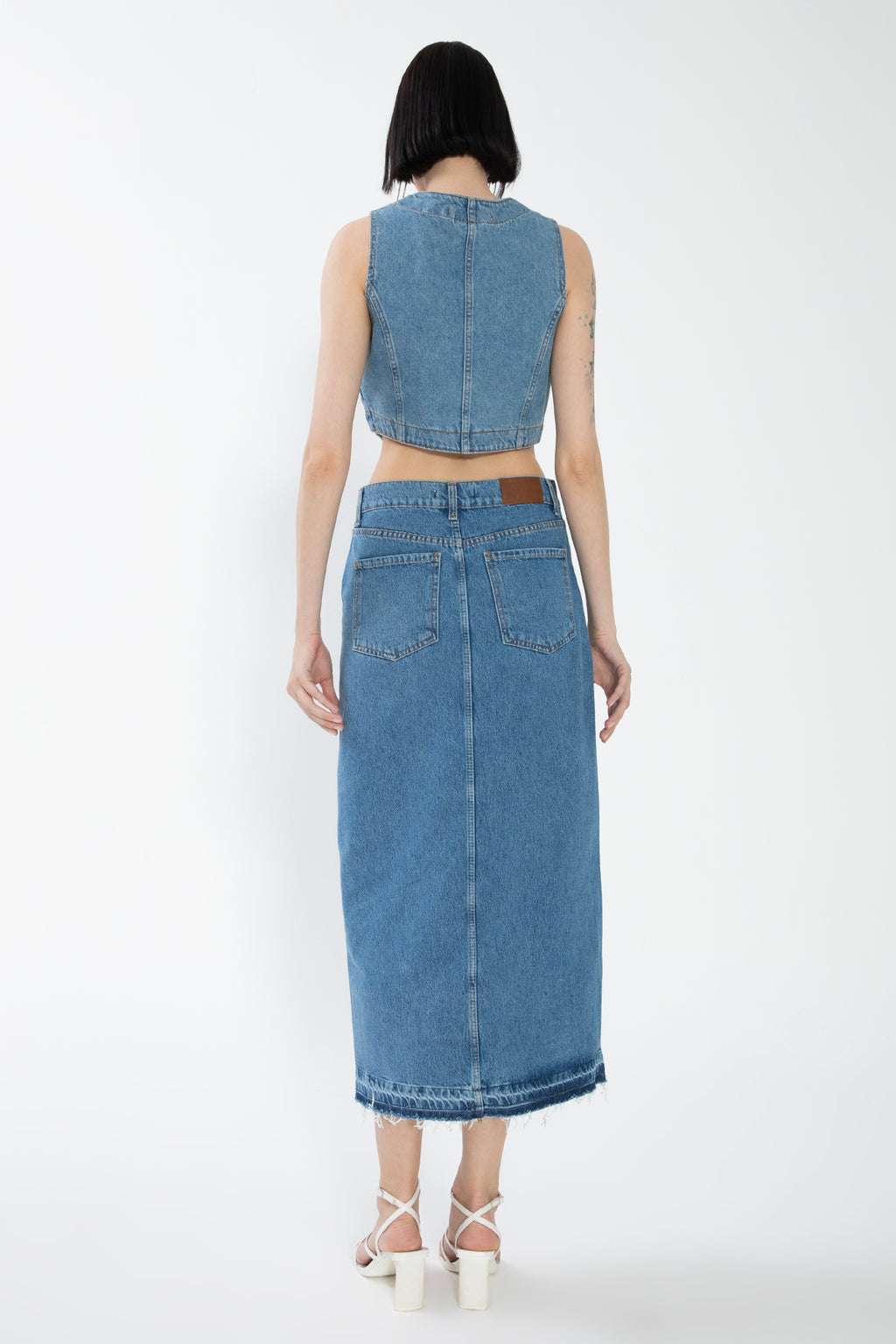 Yırtmaçlı Denim Etek