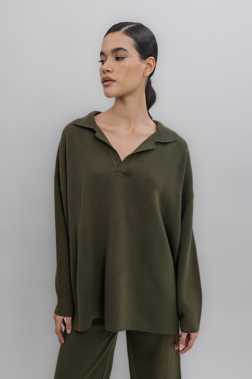 Collared Oversize Knit Sweater