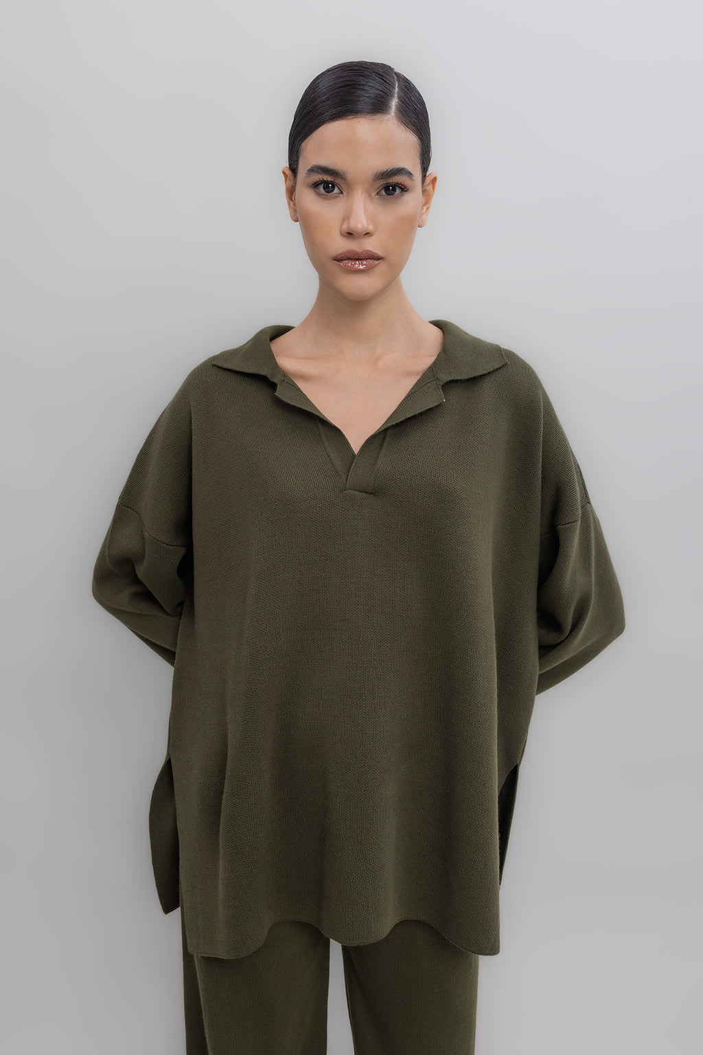 Collared Oversize Knit Sweater