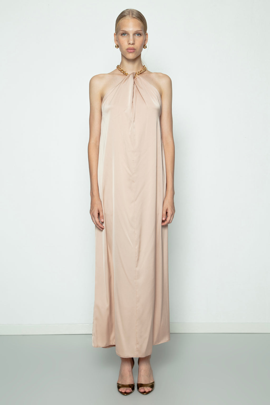 Chain Detail Satin Maxi Dress