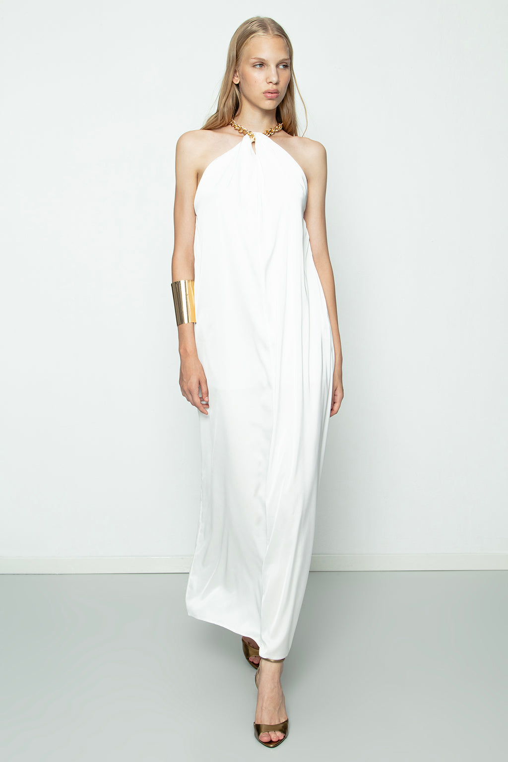 Chain Detail Satin Maxi Dress