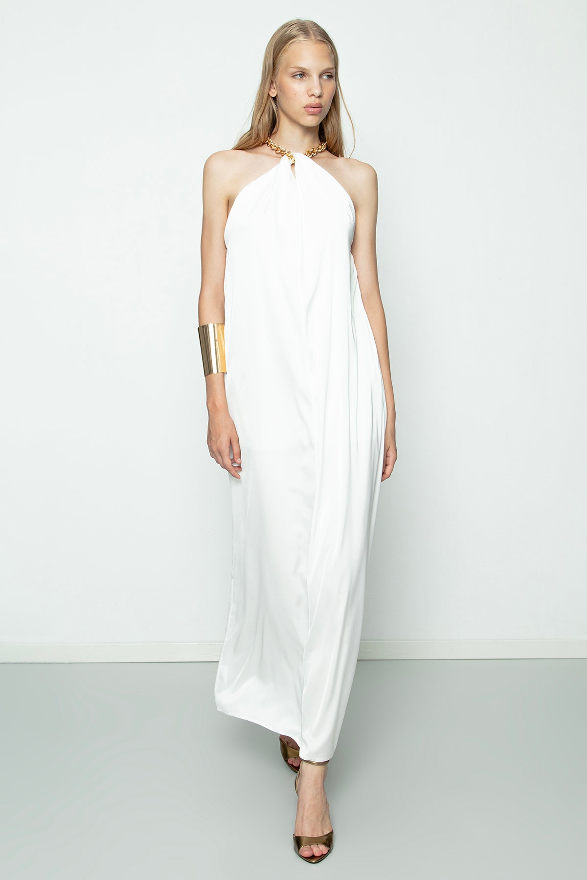 Chain Detail Satin Maxi Dress