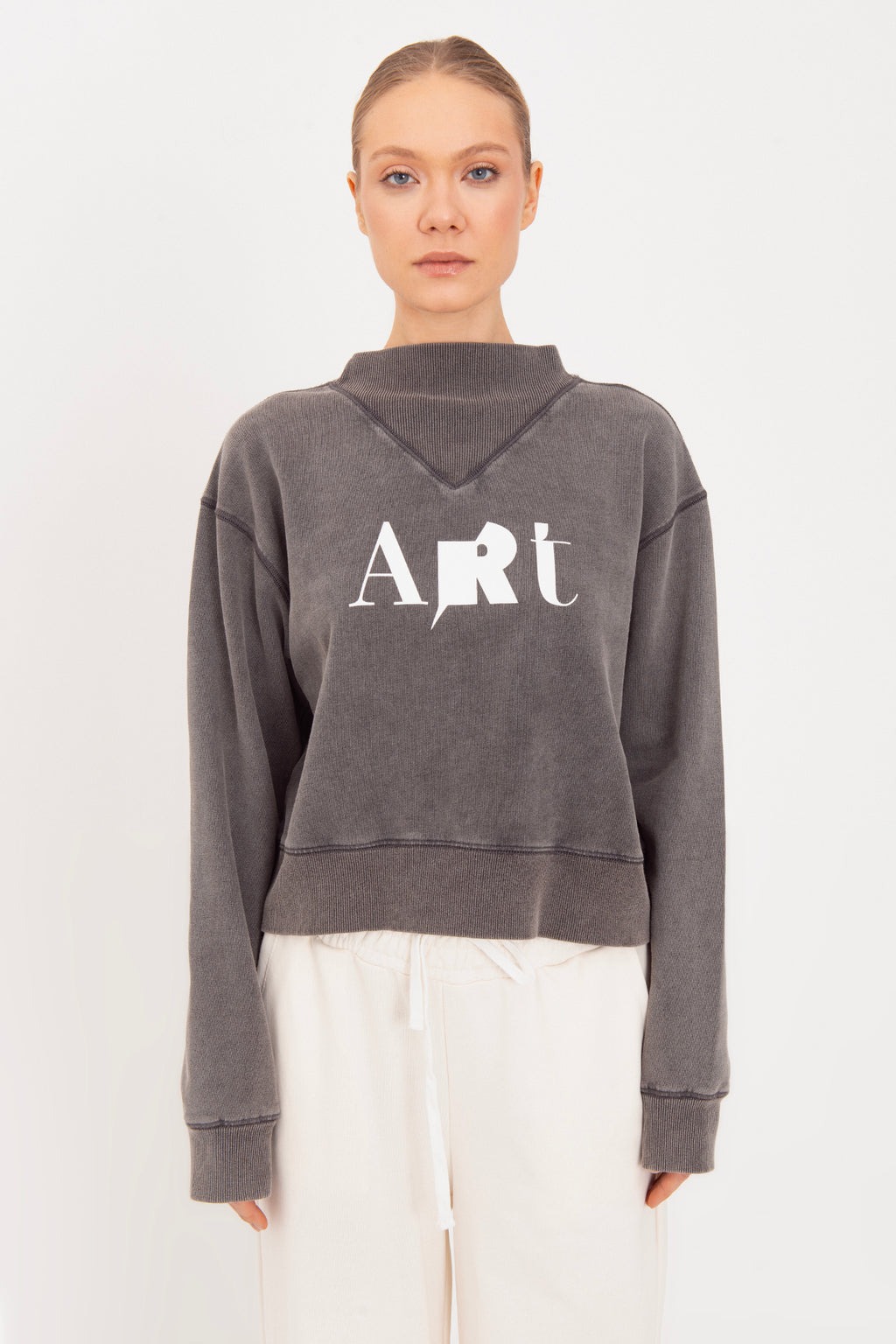 Yıkamalı Baskılı Sweatshirt