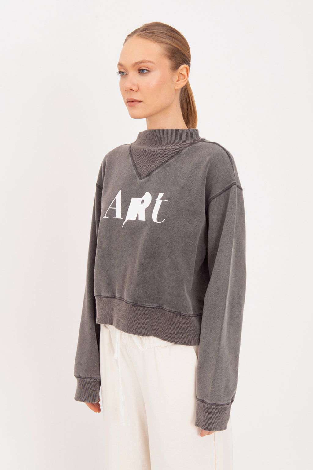Yıkamalı Baskılı Sweatshirt