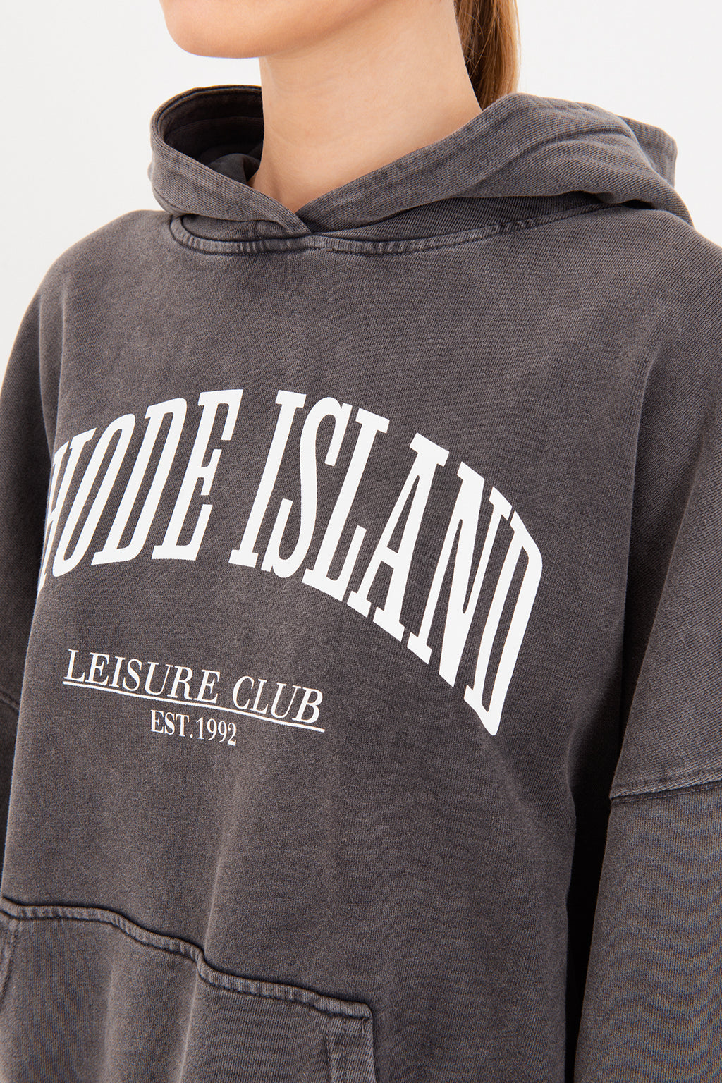 Yıkamalı Baskılı  Kapüşonlu Oversize Sweatshirt