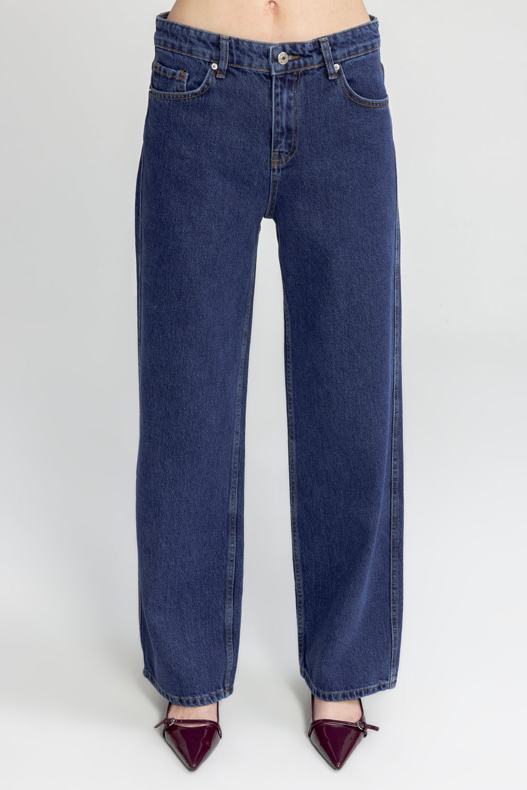 Straight-Cut Denim Pants