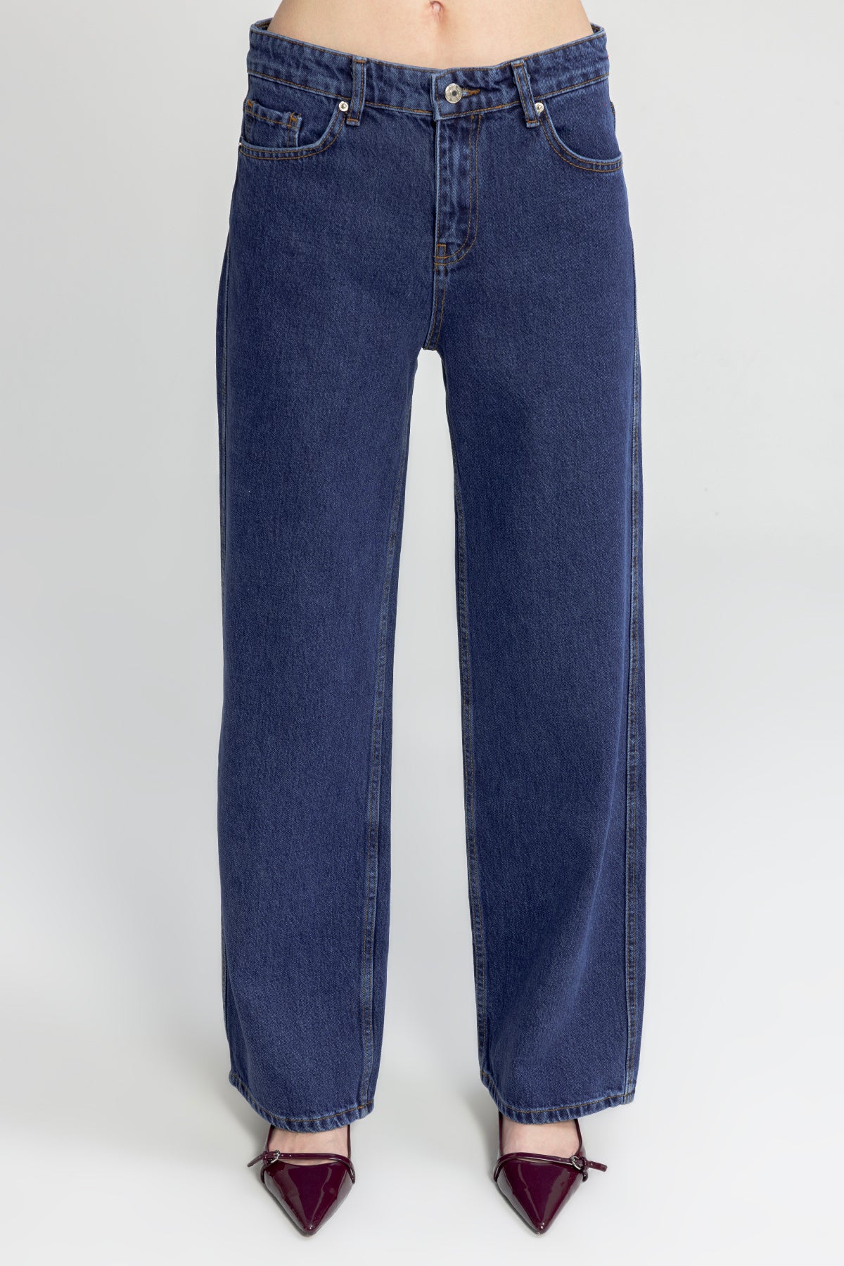 Straight-Cut Denim Pants