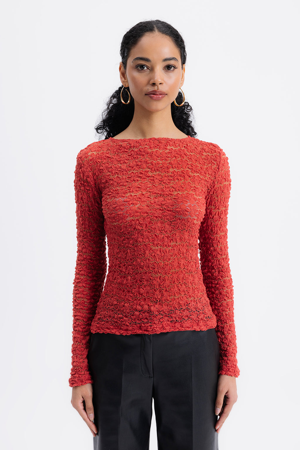 Transparan Dantel Top