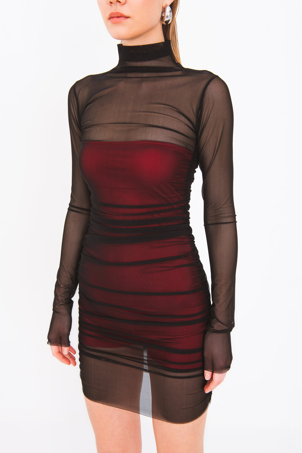Draped Mini Tulle Dress
