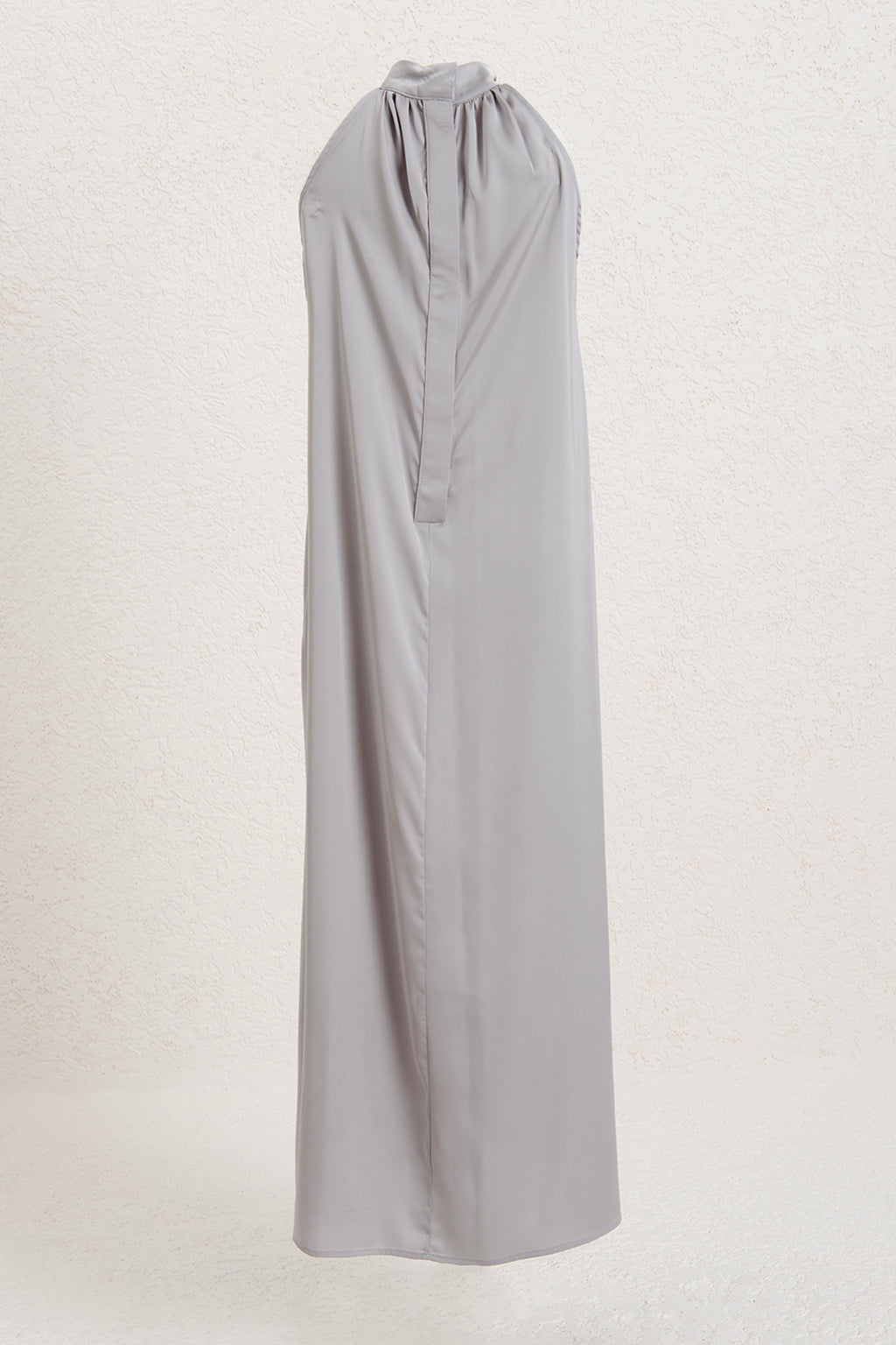 Dik Yakalı Oversize Saten Midi Elbise