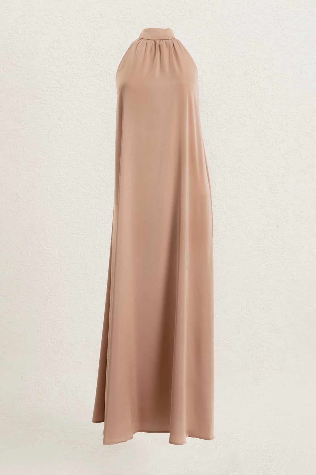 Dik Yakalı Oversize Saten Midi Elbise