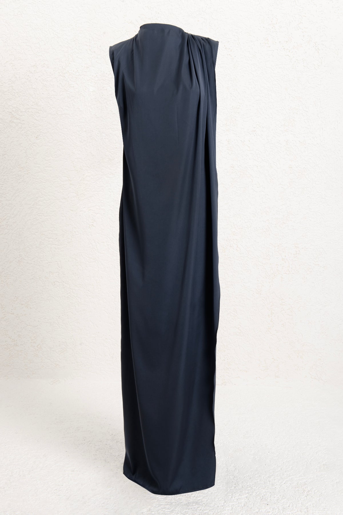Draped Straight-Cut Silhouette Satin Maxi Dress