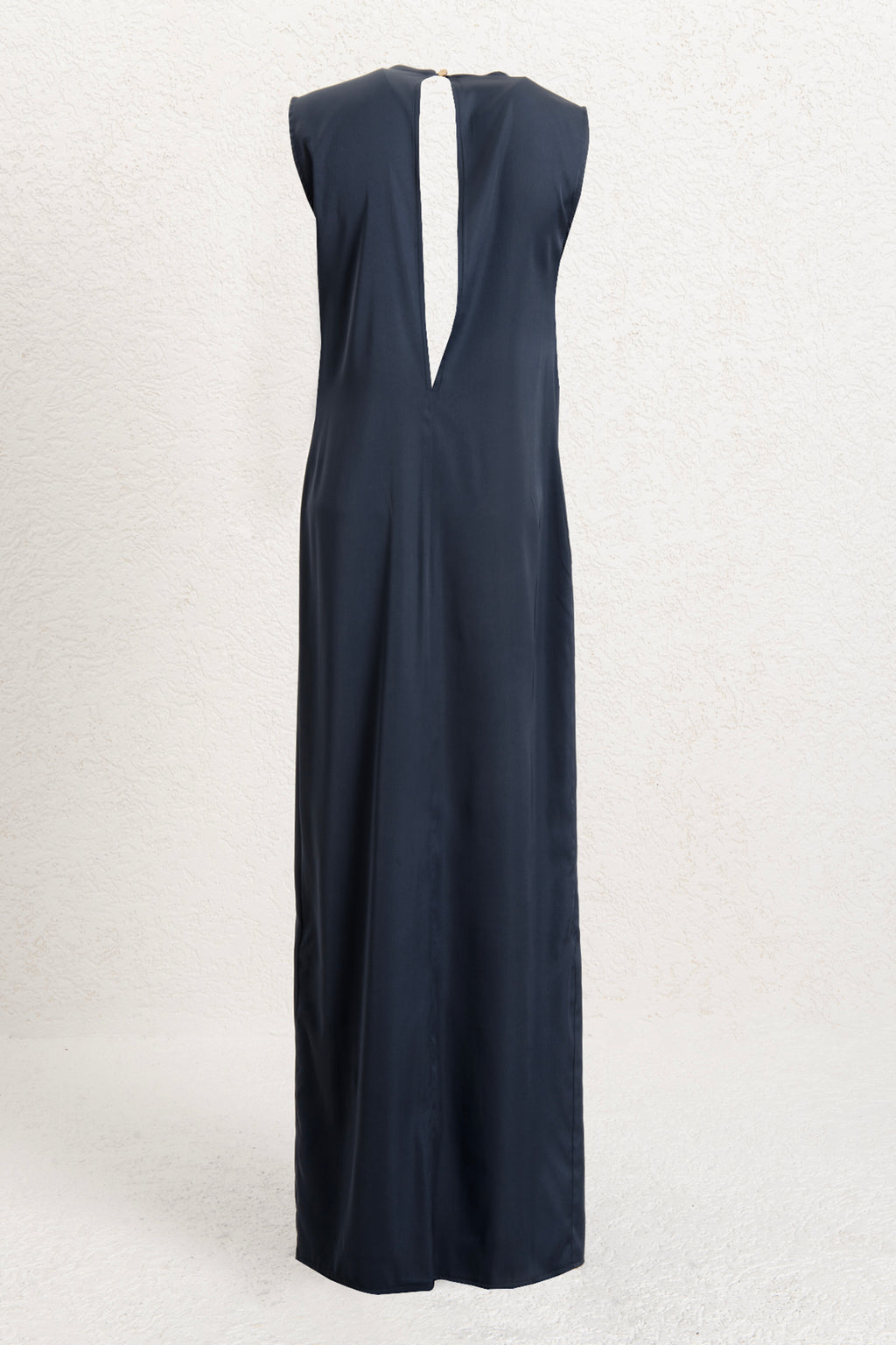 Draped Straight-Cut Silhouette Satin Maxi Dress