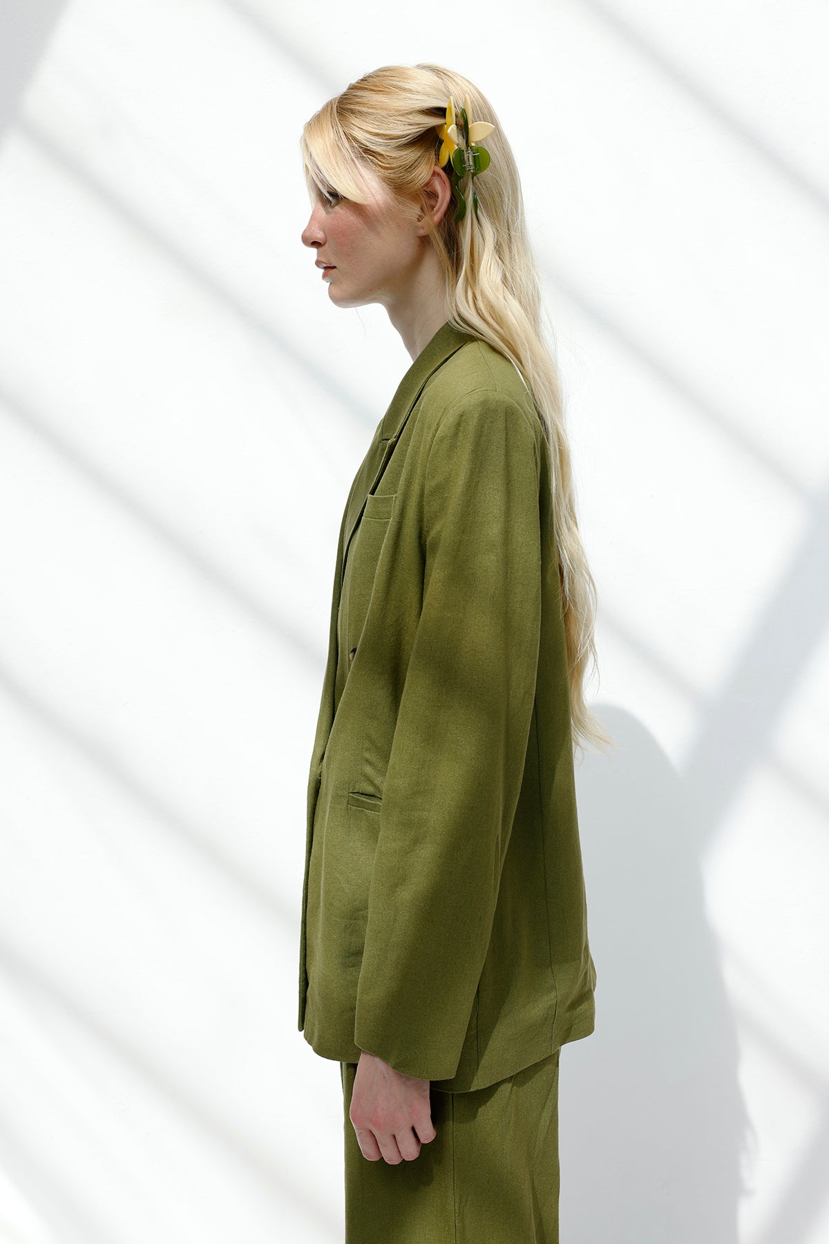 Double-Breasted Linen Blazer Jacket