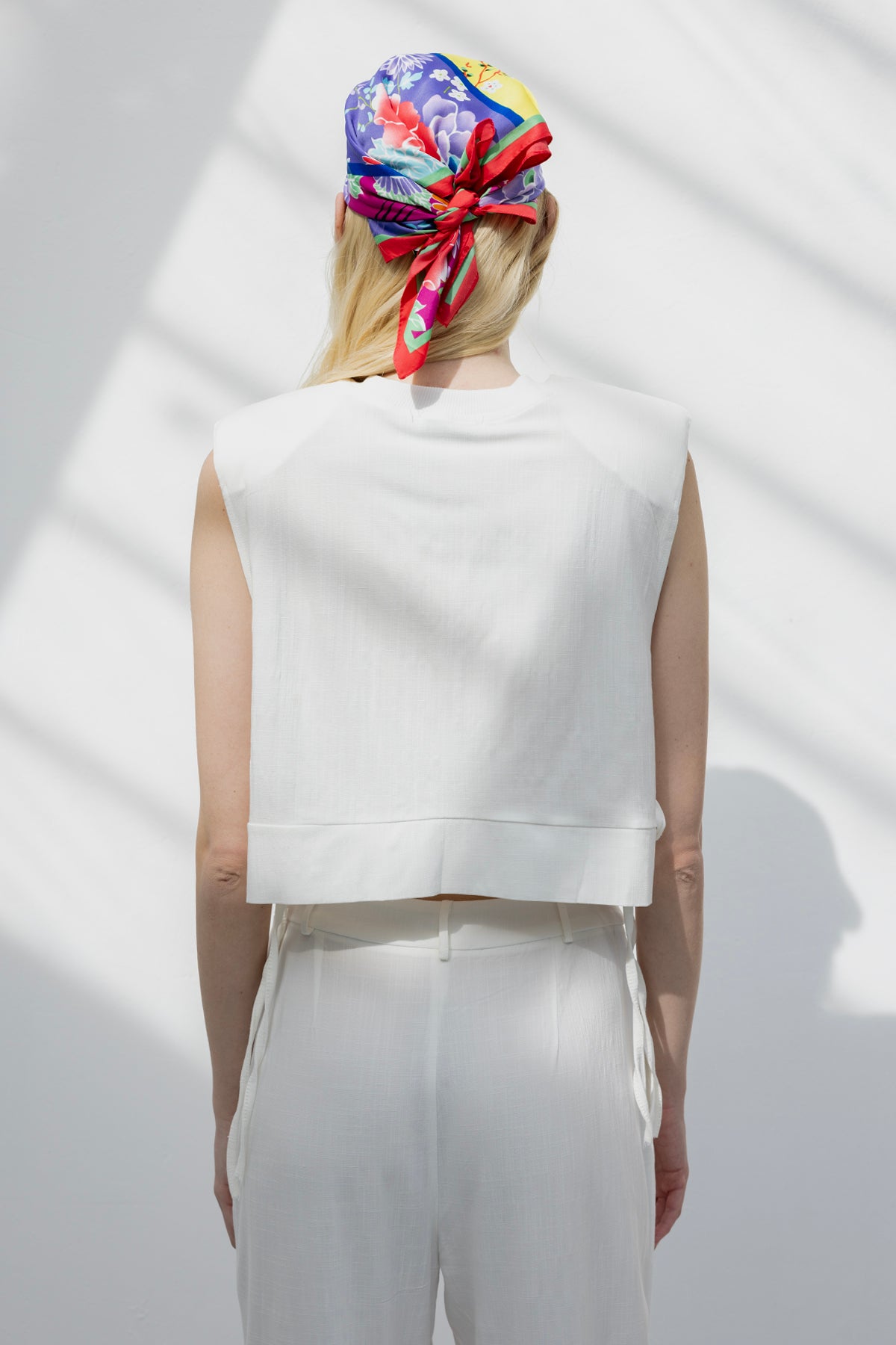 Side Tie Crop Linen Blouse