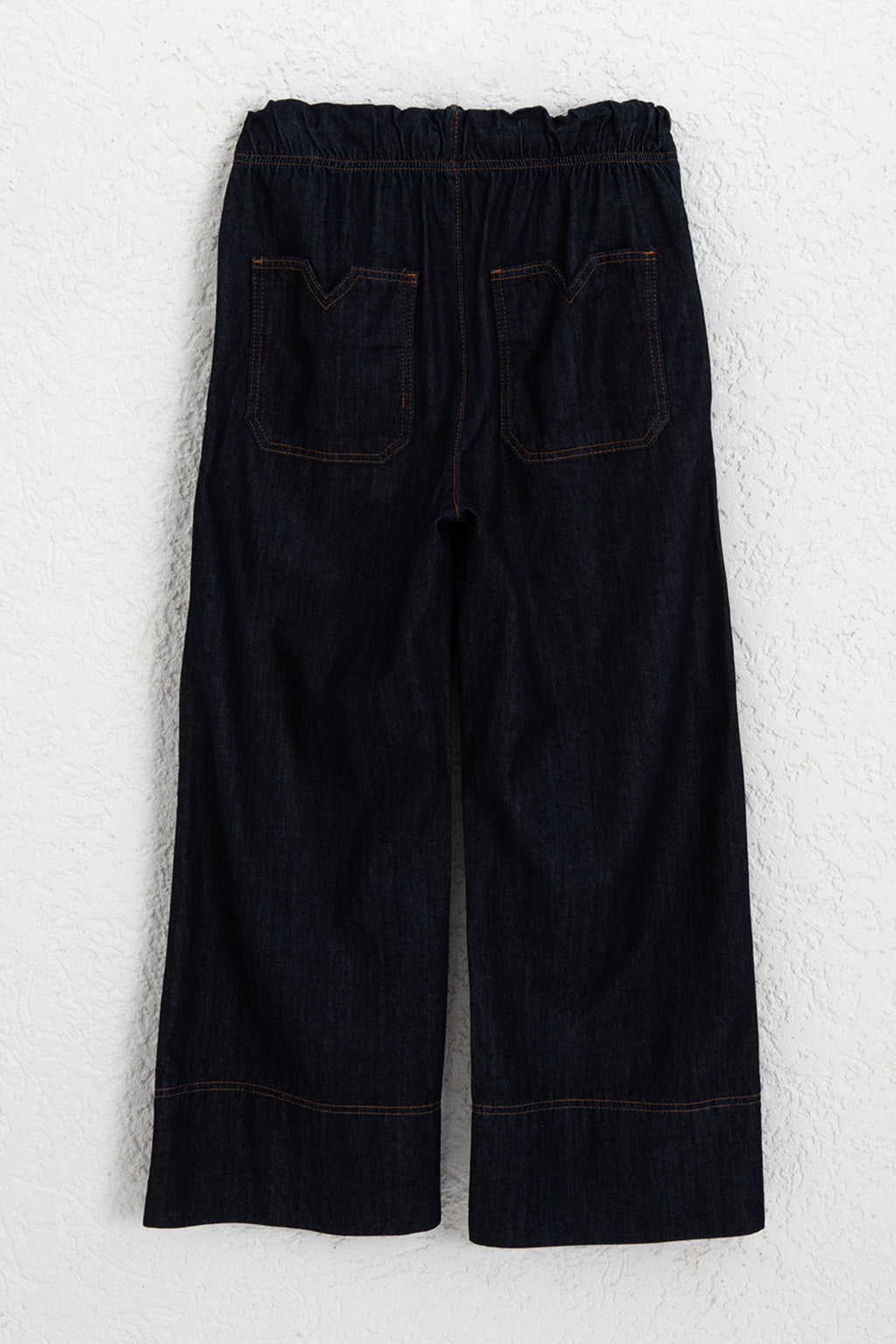 Bağcıklı Geniş Paça Denim Pantolon