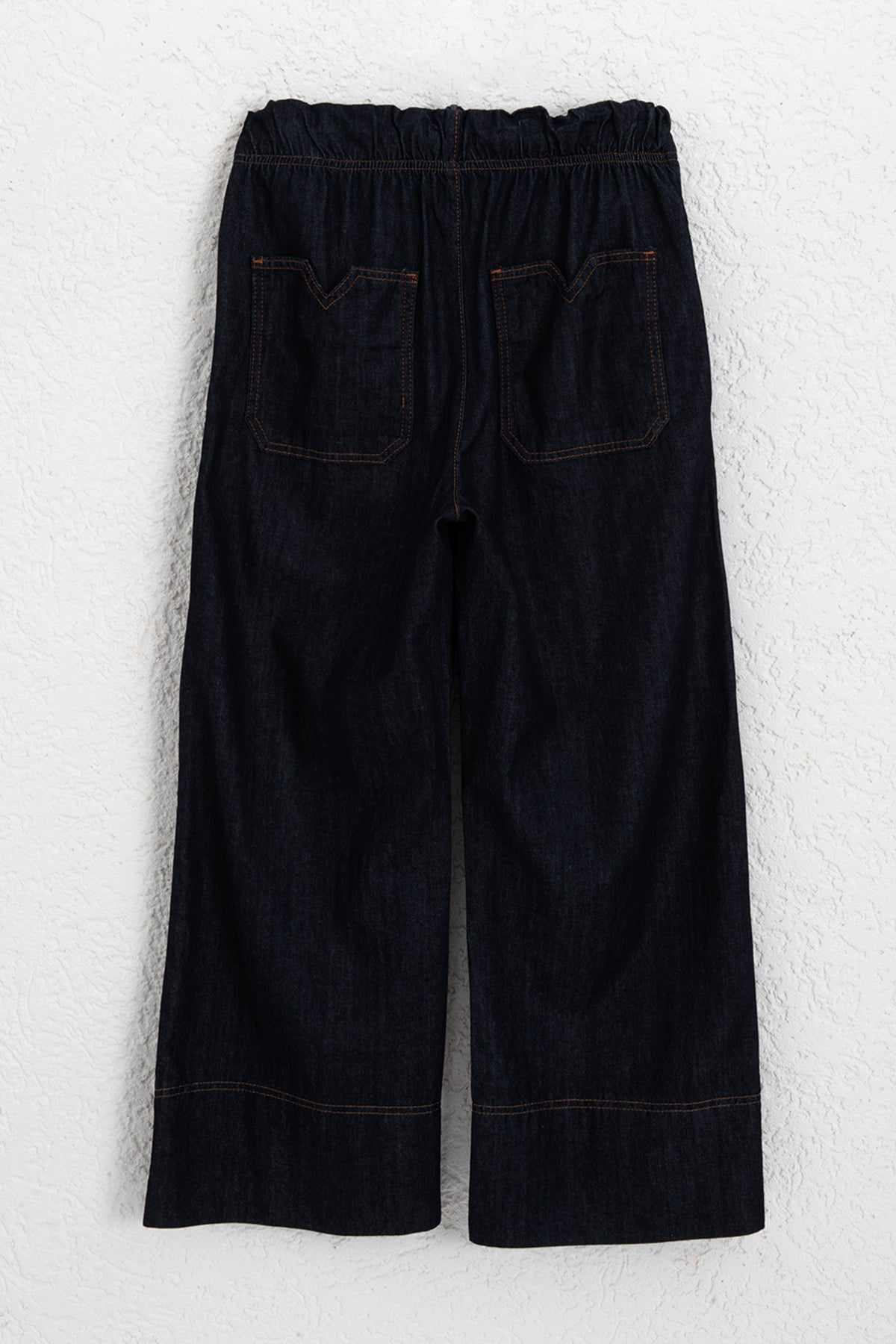 Bağcıklı Geniş Paça Denim Pantolon