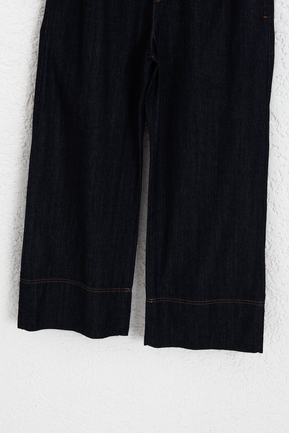 Bağcıklı Geniş Paça Denim Pantolon