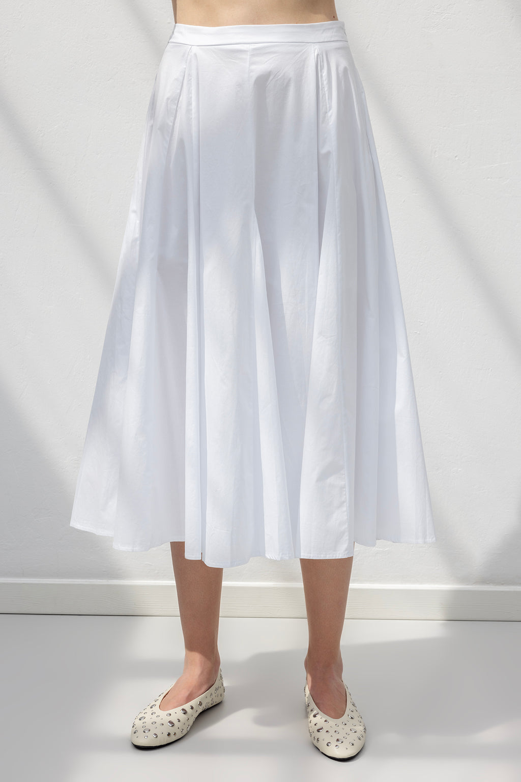 Ruffled Paneled Flared Skirt
