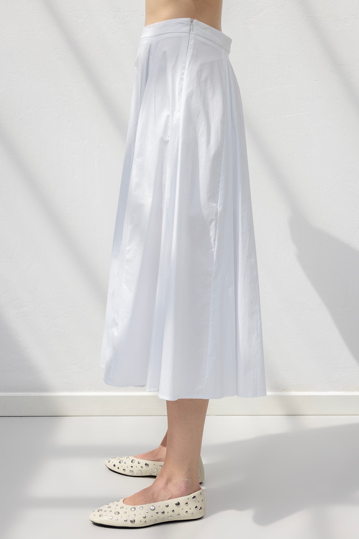 Ruffled Paneled Flared Skirt