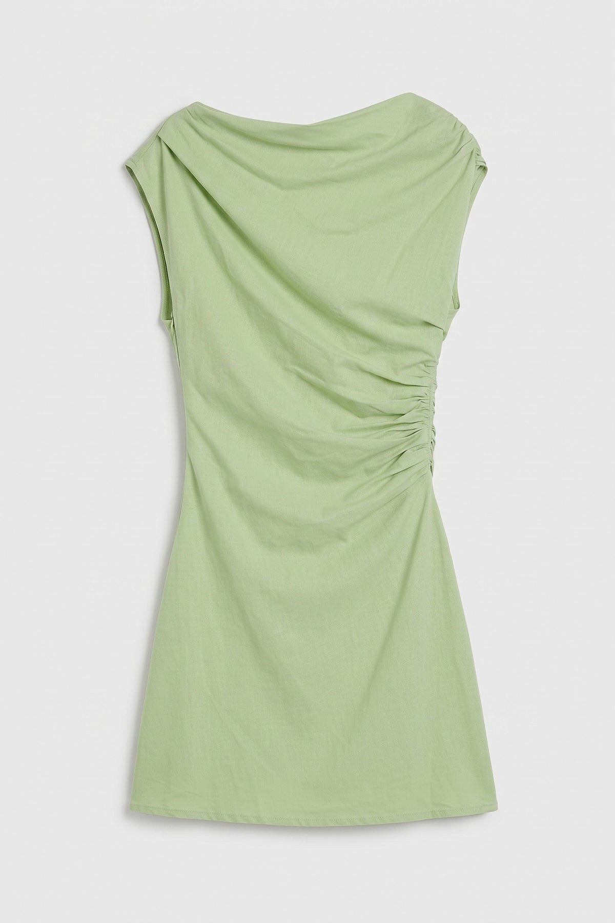 Dropped Shoulder Linen Mini Dress