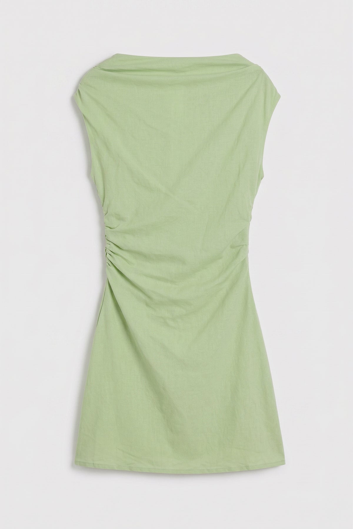Dropped Shoulder Linen Mini Dress
