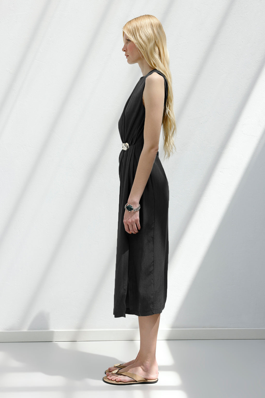 Tencel Drape Detaylı Midi Elbise
