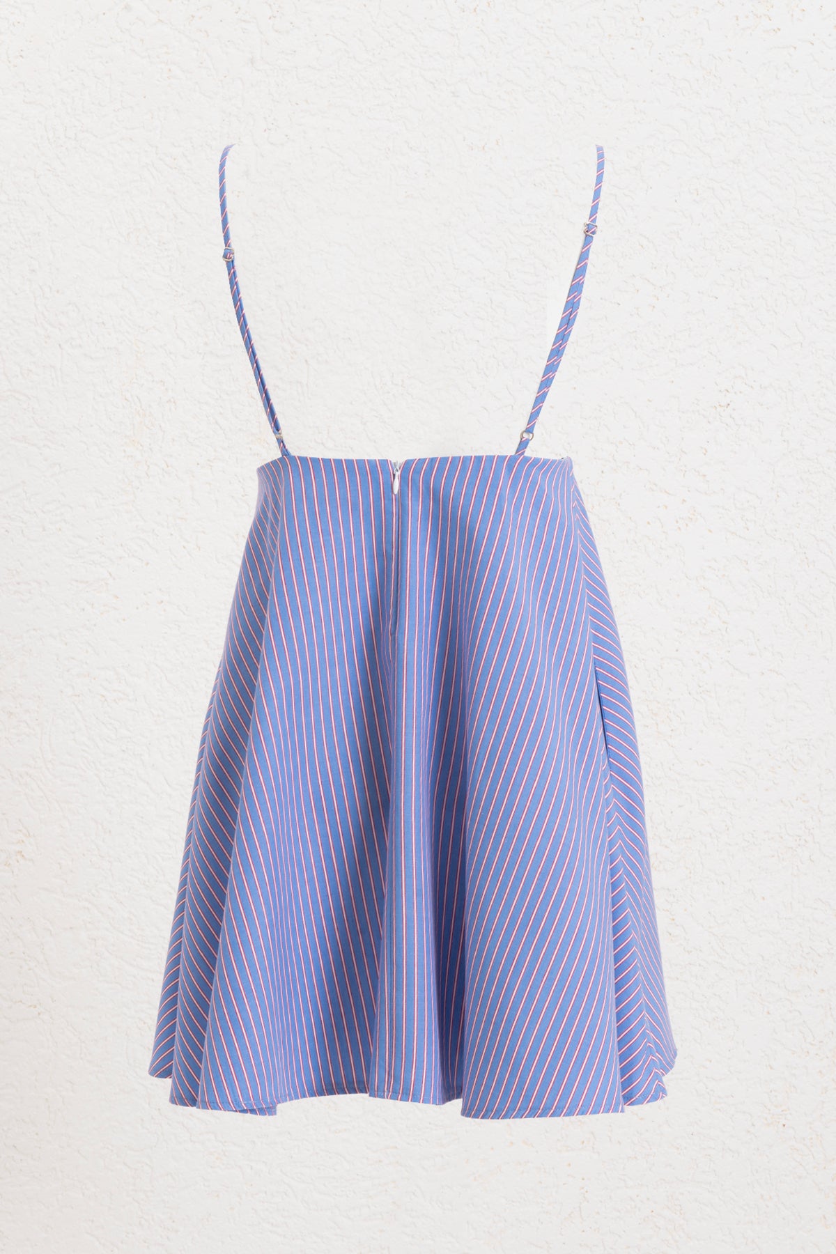 Bow Detail Striped Ruffled Mini Dress