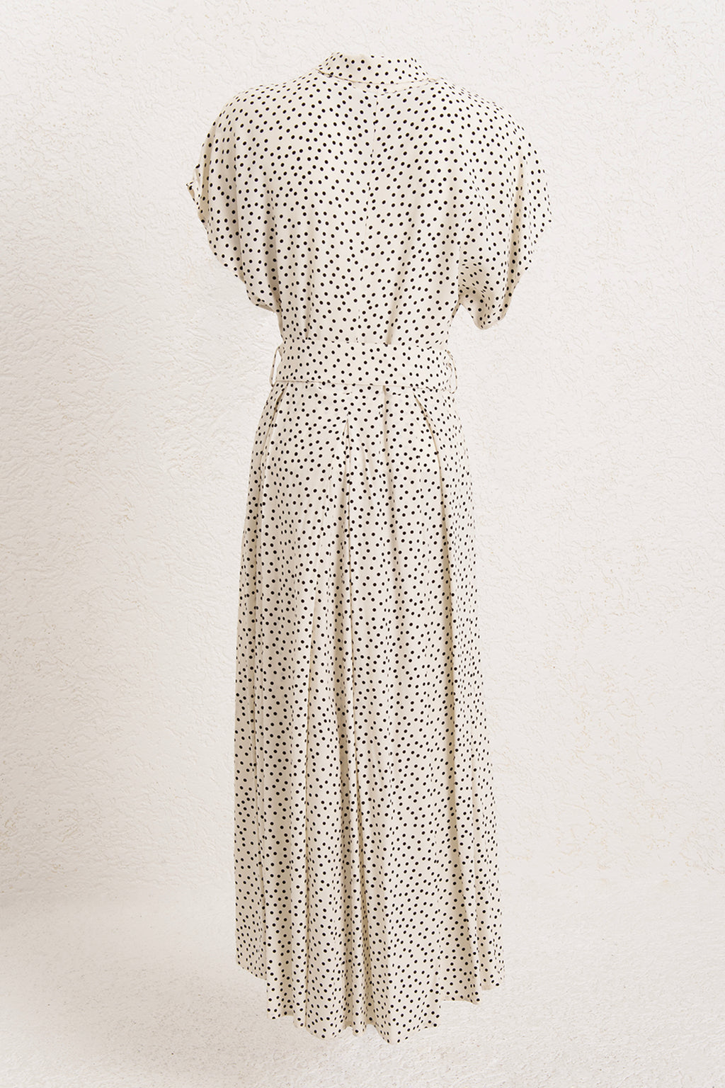 Puantiyeli Cotton Pileli Midi Elbise