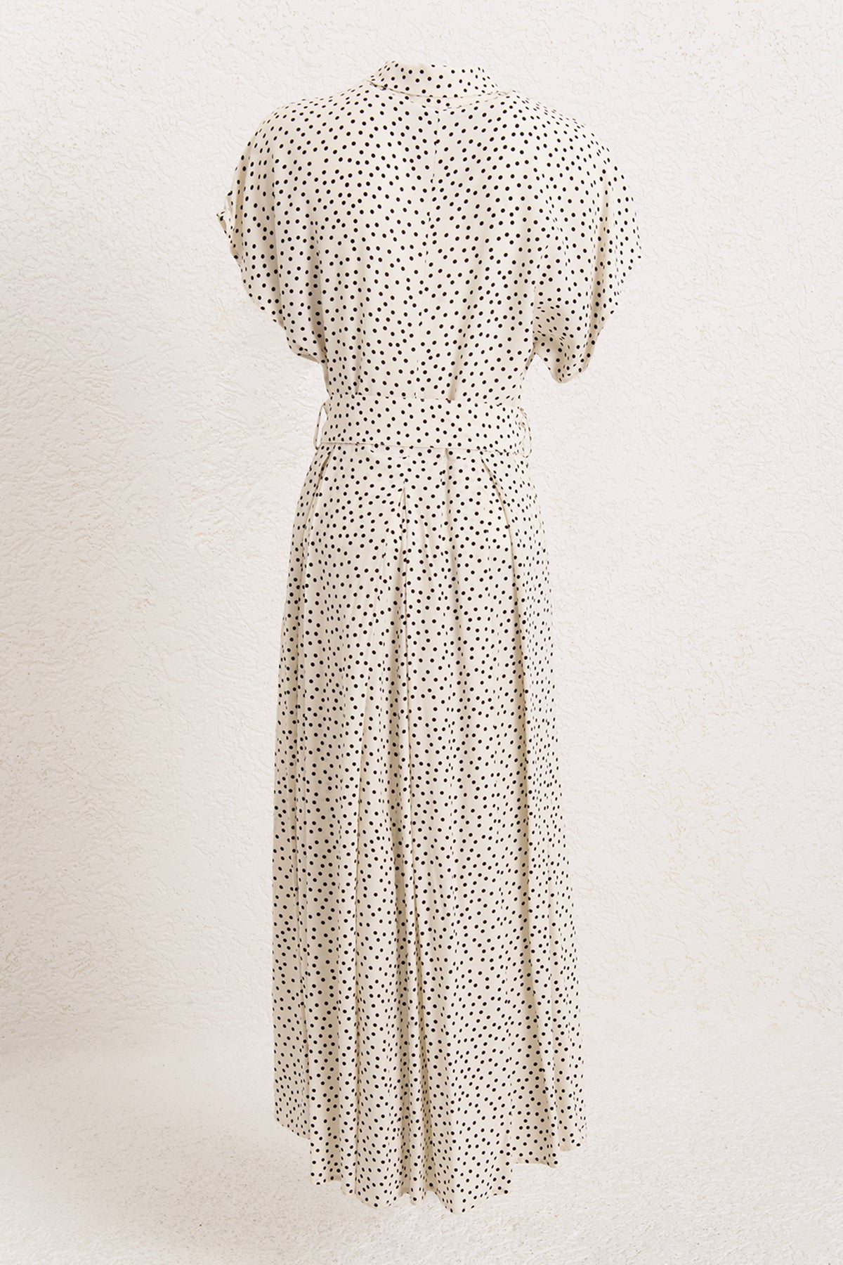 Puantiyeli Cotton Pileli Midi Elbise