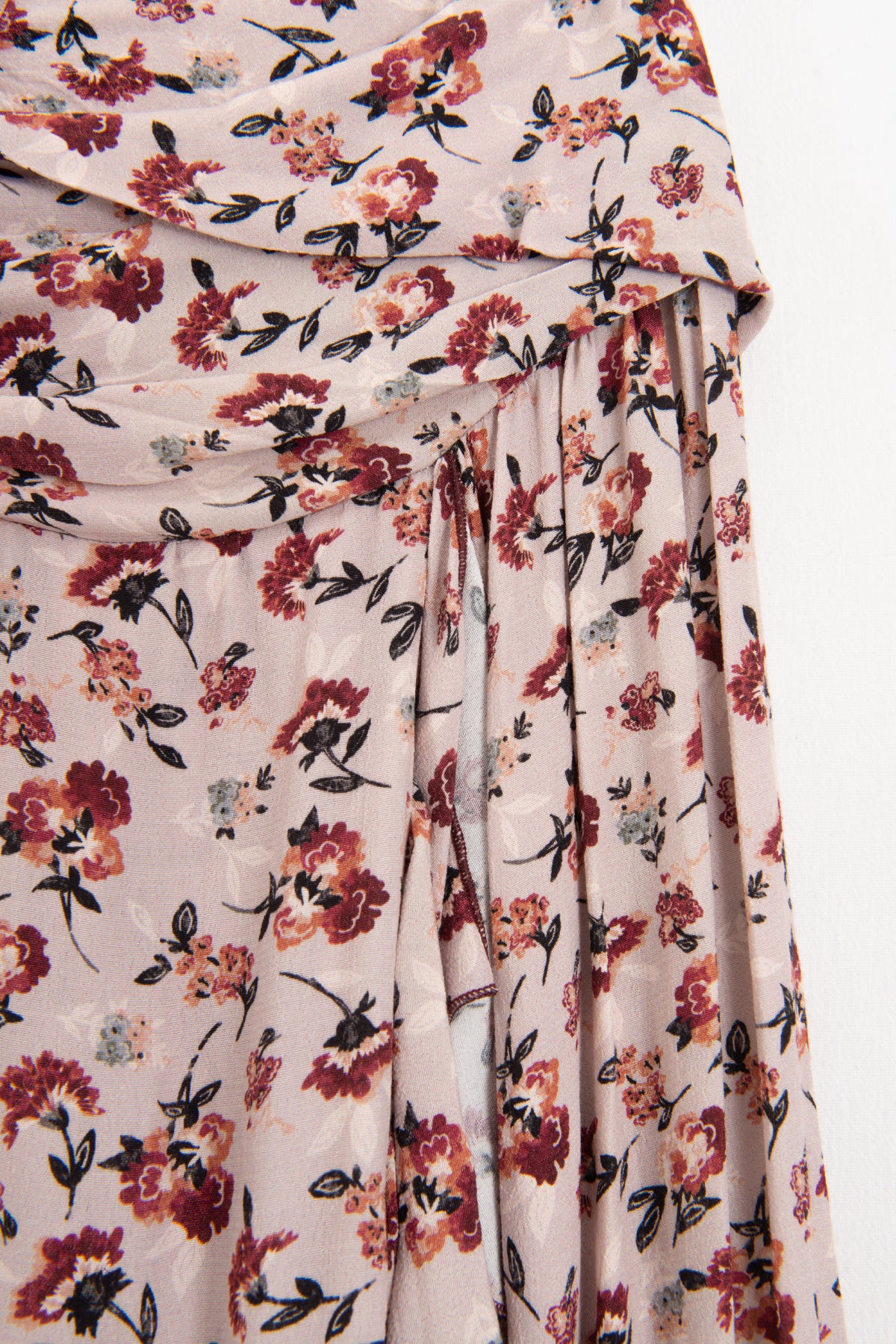 Linen Blend Ruffle Asymmetrical Midi Skirt