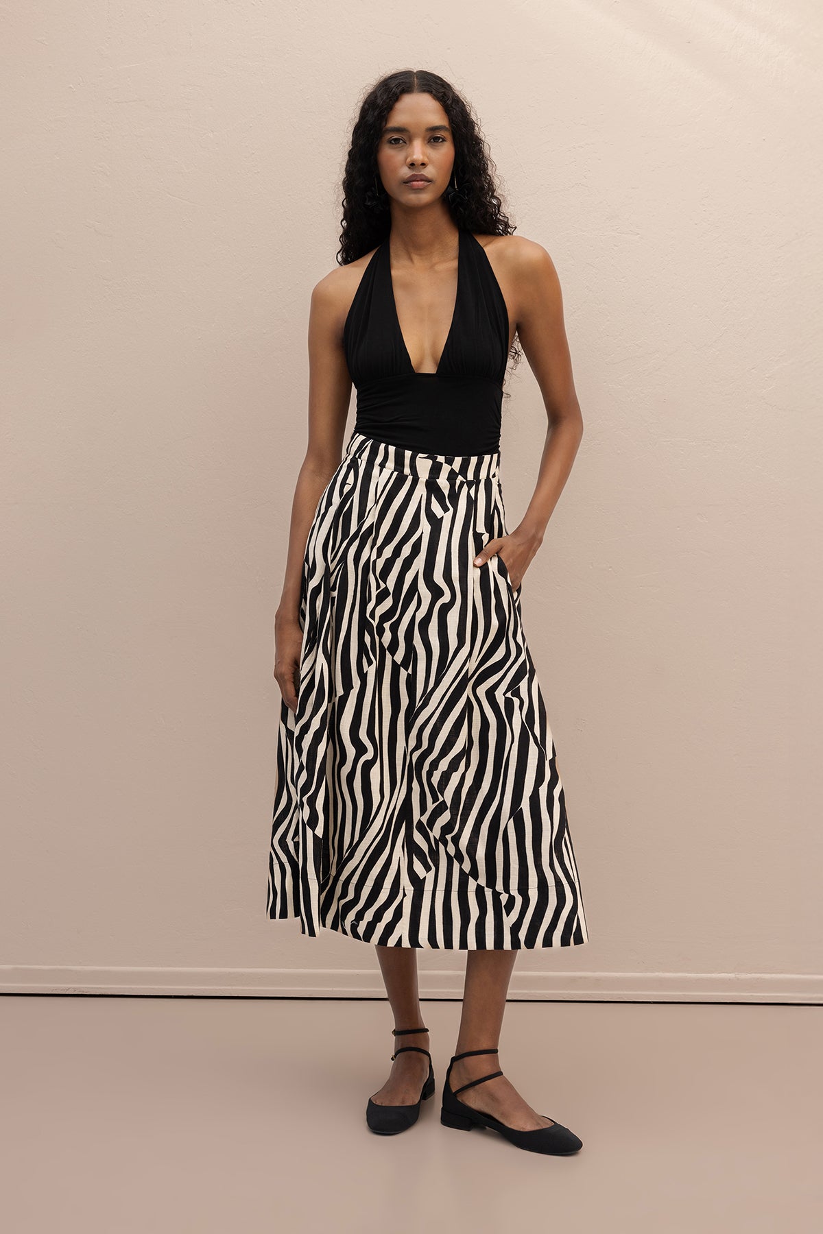 Patterned Midi Skirt