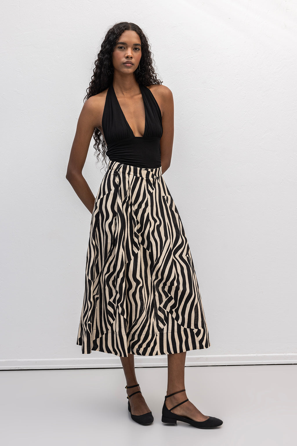 Patterned Midi Skirt