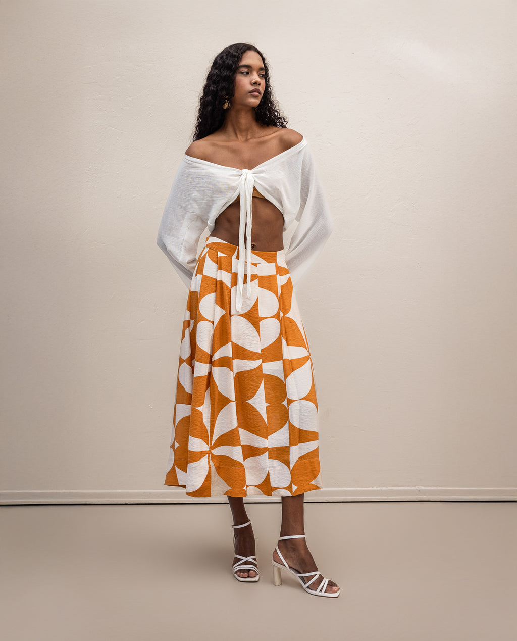 Patterned Midi Skirt