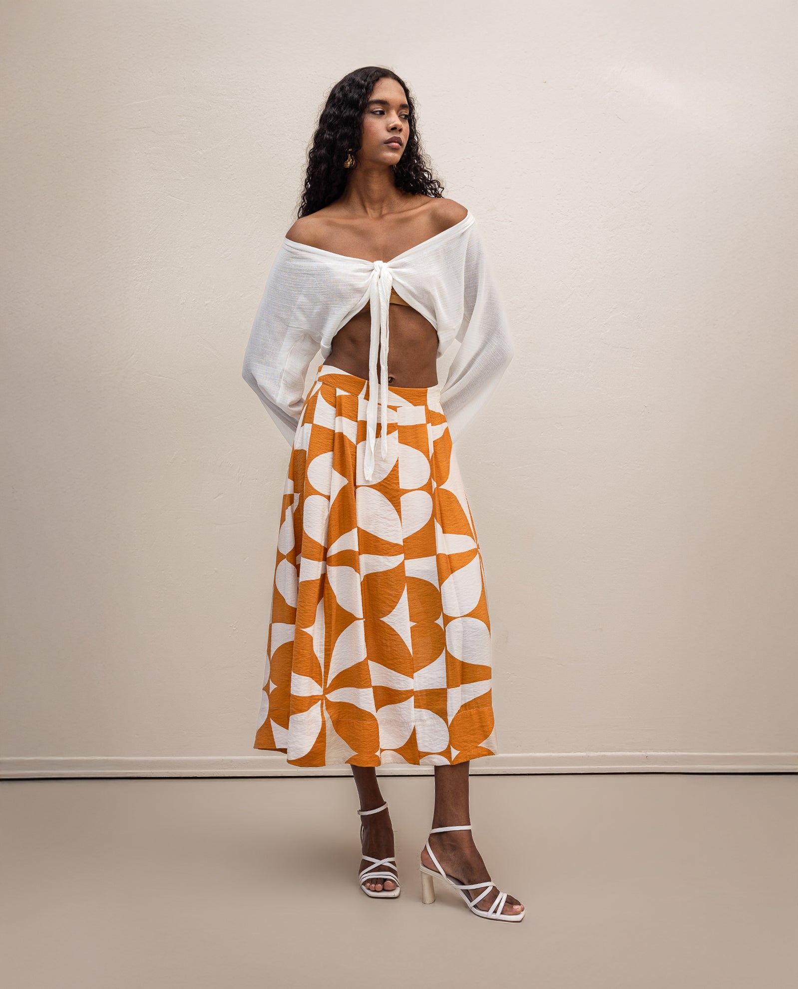 Patterned Midi Skirt