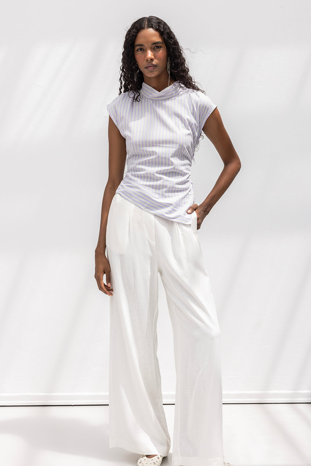 Asimetrik Poplin Bluz