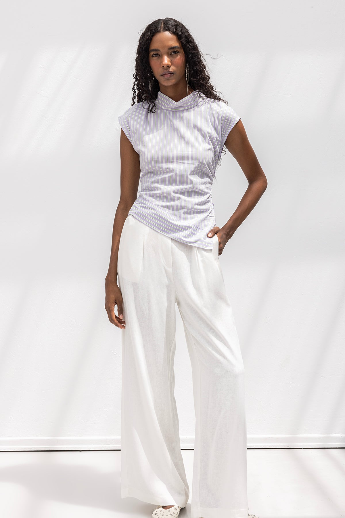 Asimetrik Poplin Bluz