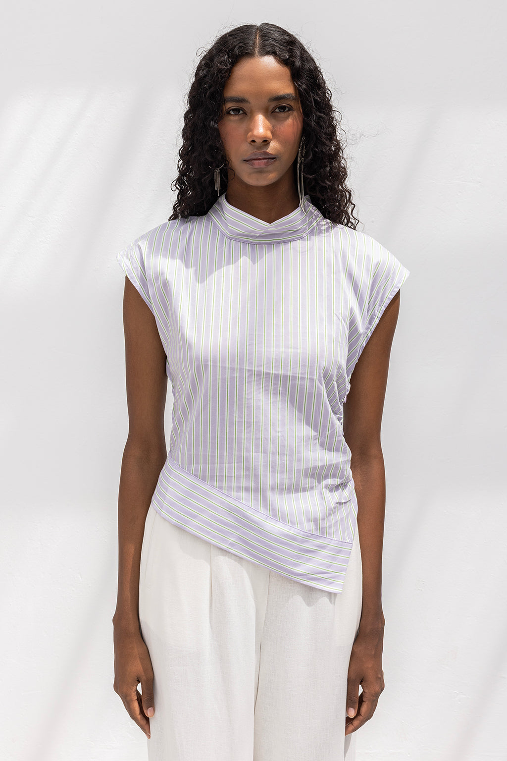 Asimetrik Poplin Bluz