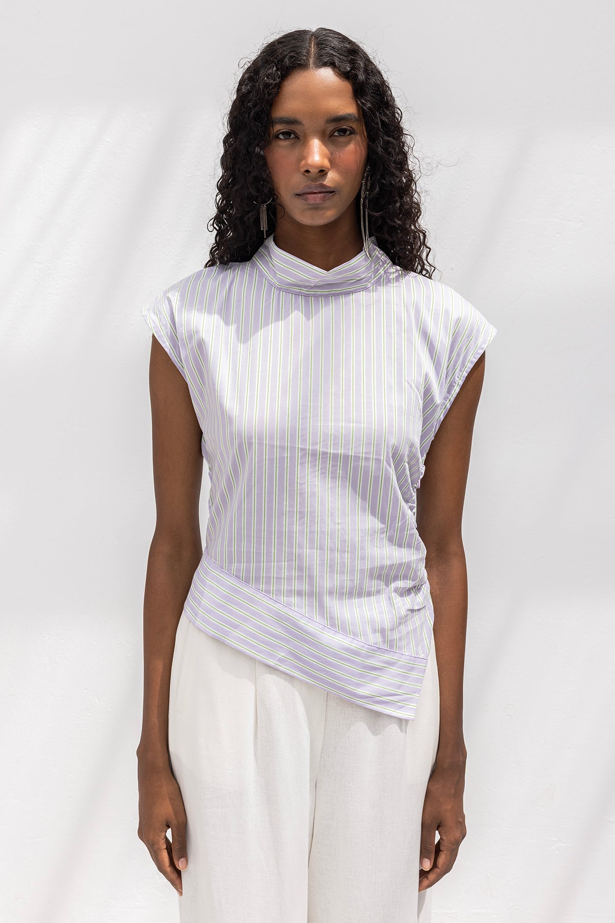 Asimetrik Poplin Bluz