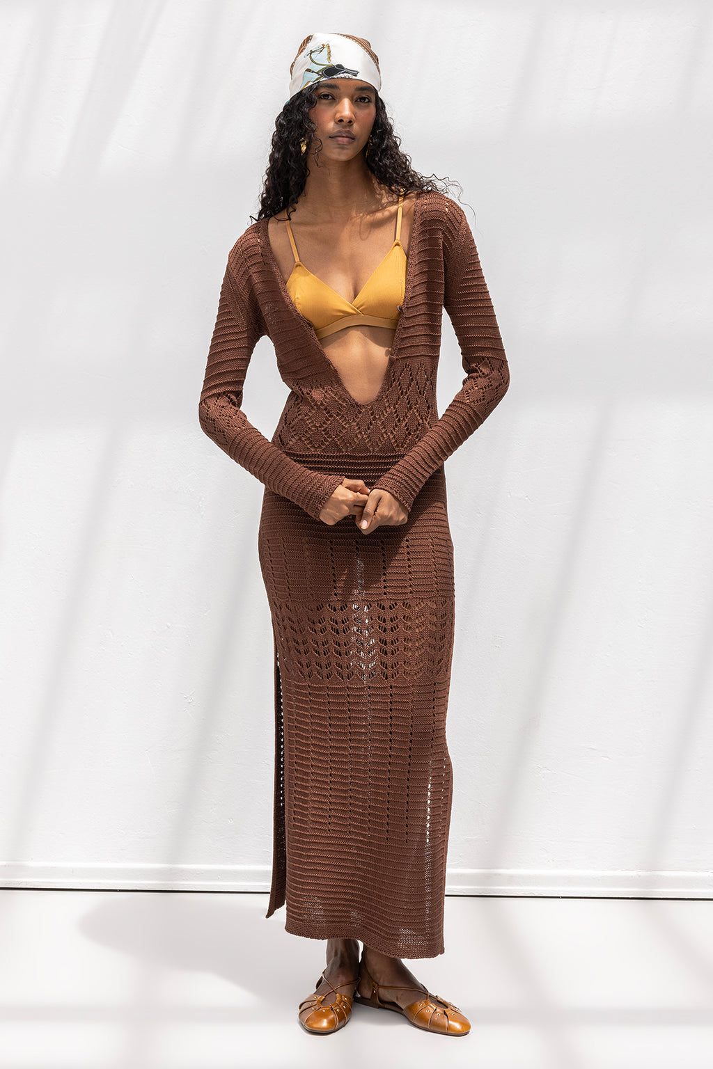 Pointelle Knit Long Dress