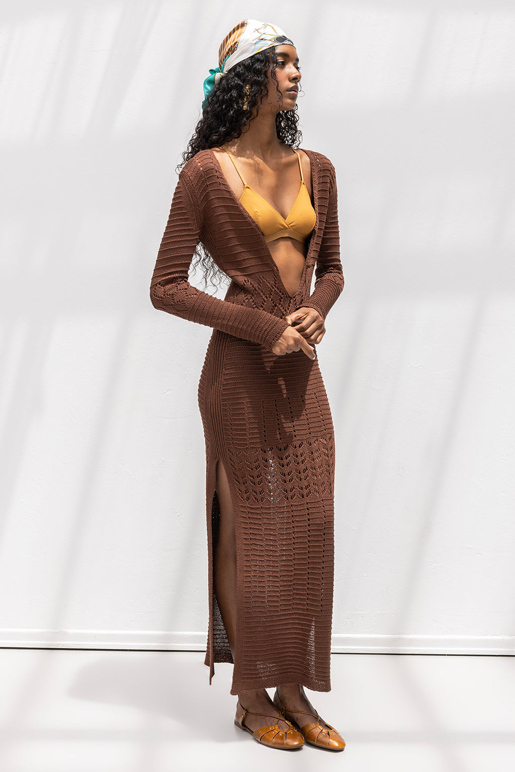 Pointelle Knit Long Dress