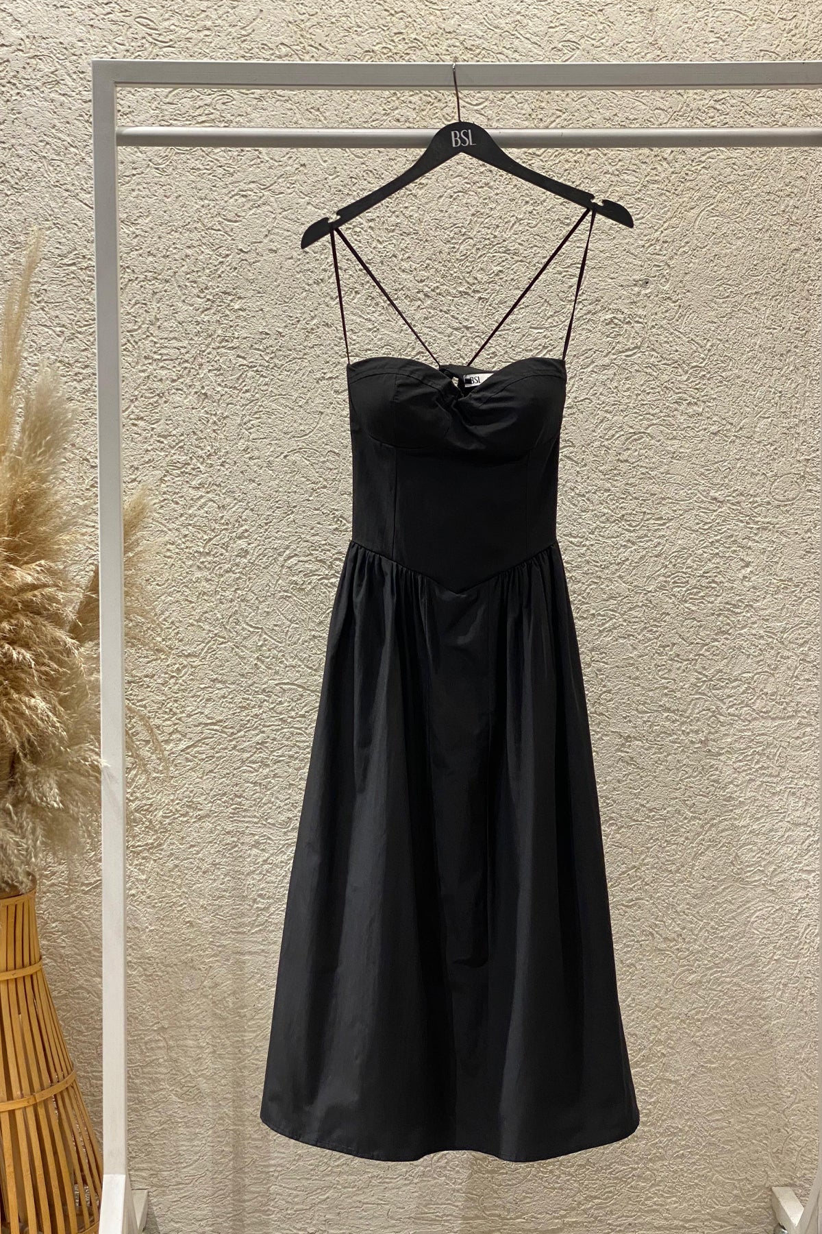 Corset Strappy Poplin Midi Dress