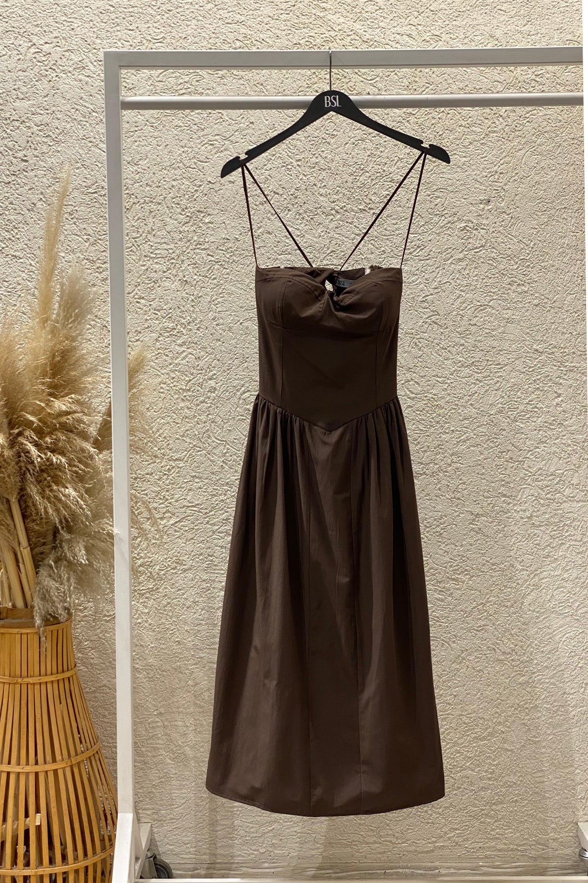 Corset Strappy Poplin Midi Dress