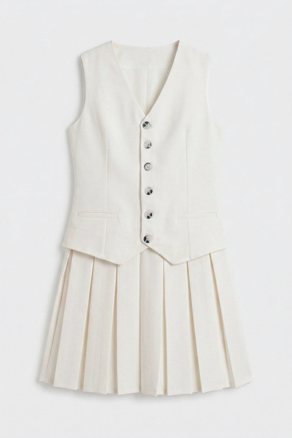 Pleated Sleeveless Mini Dress